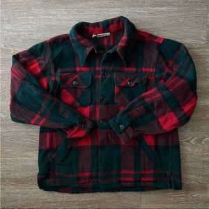 Vintage L.L. Bean Red Green Buffalo Plaid Wool Jacket Shacket Flannel 70s